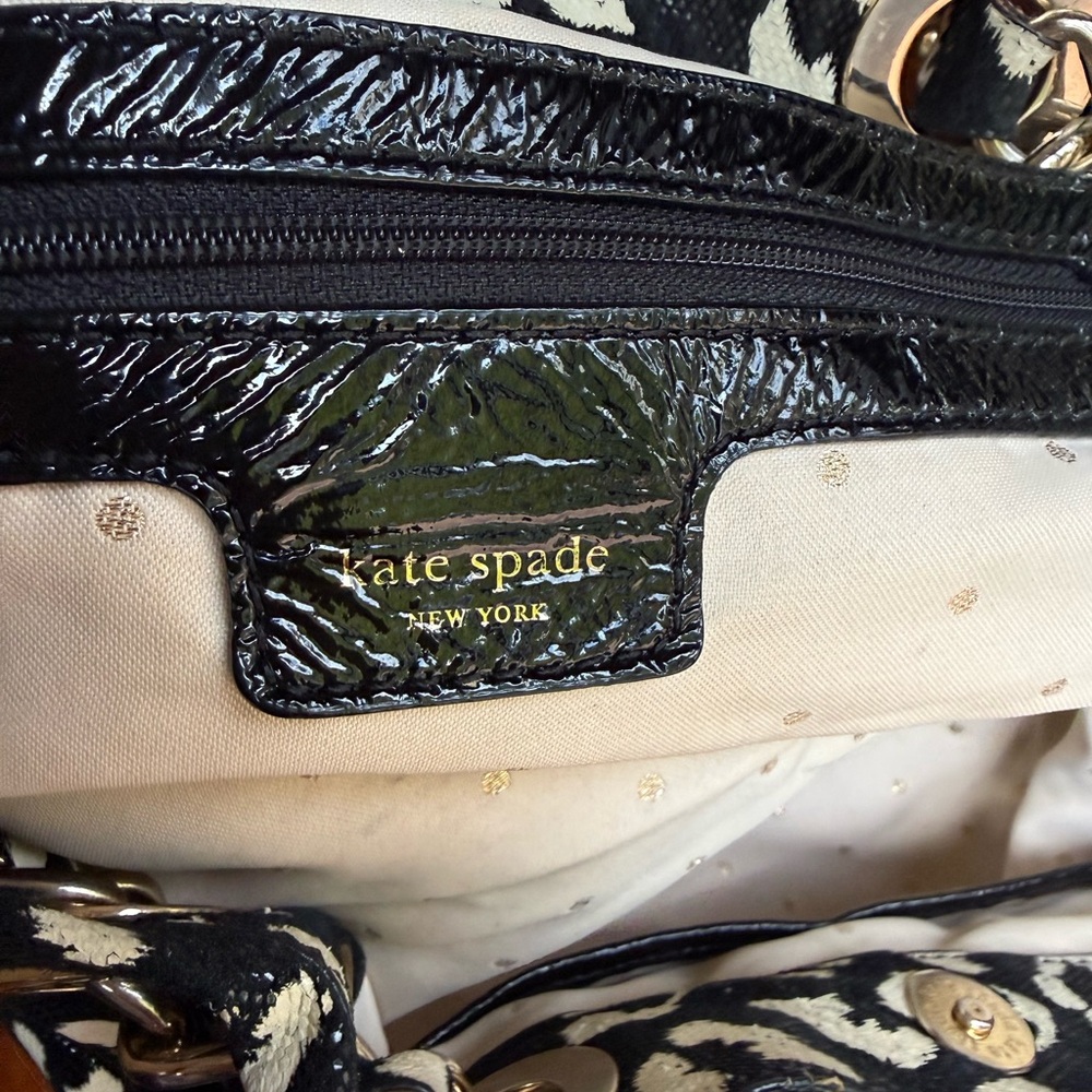 Kate Spade Maryann Ocelot Print Chain Strap Black and White - Picture 10 of 15